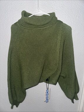 Cider Olive Green Cozy Cowl Sweater